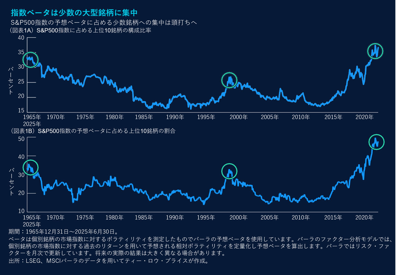 指数ベータは少数の大型銘柄に集中
