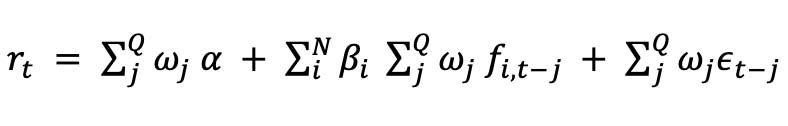 Where robs,t is the observed return, rt is the unobserved actual return, Q is number of lags and ωj are weights reflecting the impact