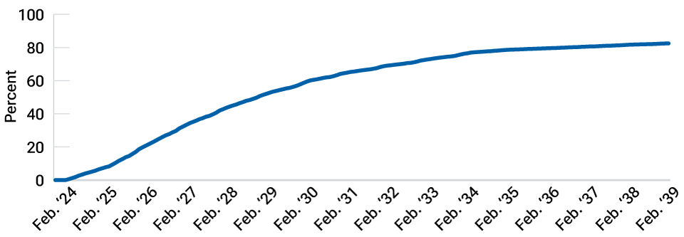 Cash weight in hypothetical portfolio