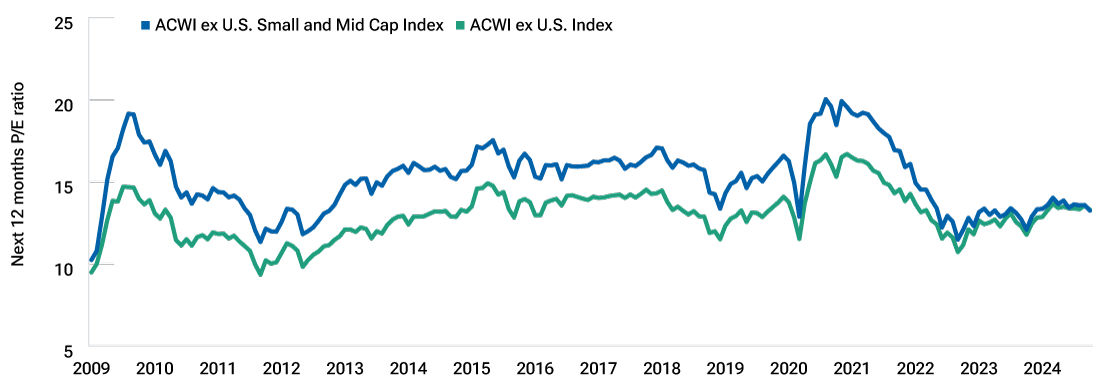 International small‑cap and large‑cap valuations have converged