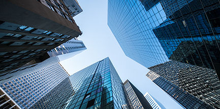 Modern office buildings in the financial district